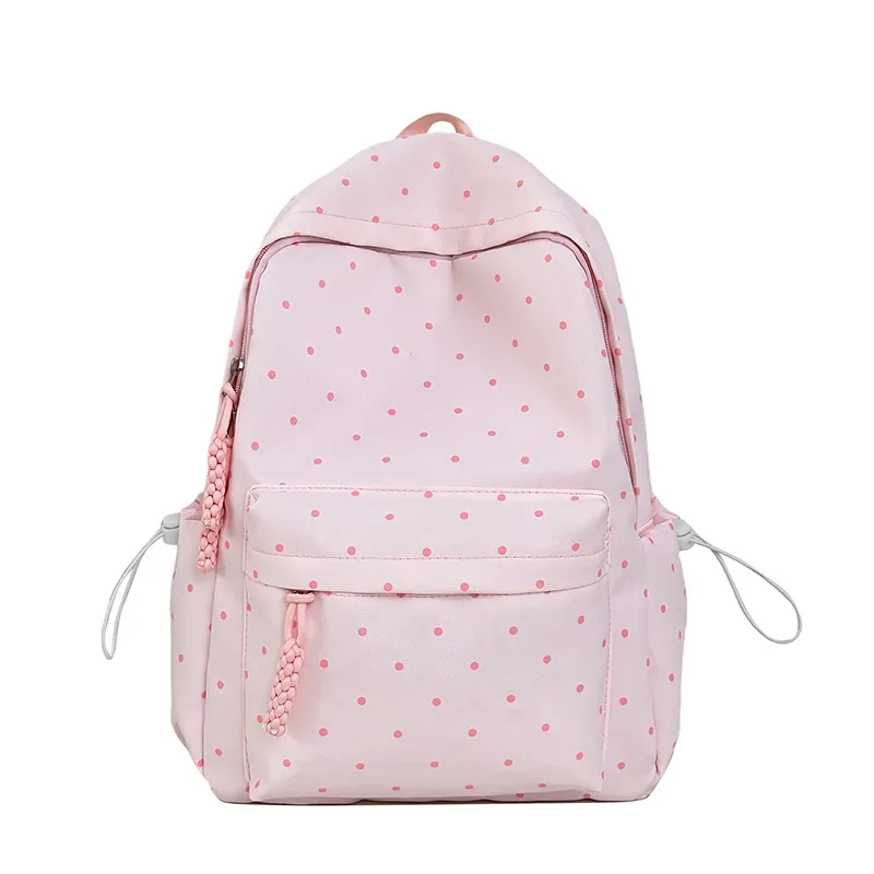 sac à dos scolaire coréen à pois grande capacité, sac à double bandoulière pour collégiens, sac à dos mignon style campus