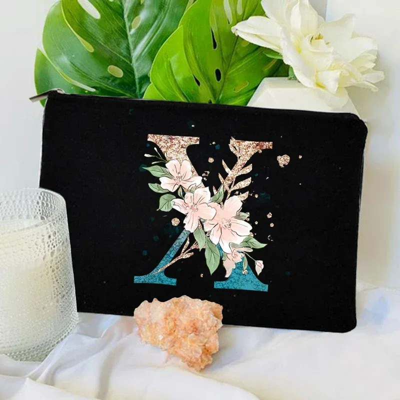 sacs à fermeture éclair pour maquillage initial dégradé, pochette de voyage pour toilettes, rouge à lèvres, enterrement de vie de jeune fille, pochette cosmétique pour demoiselle d'honneur