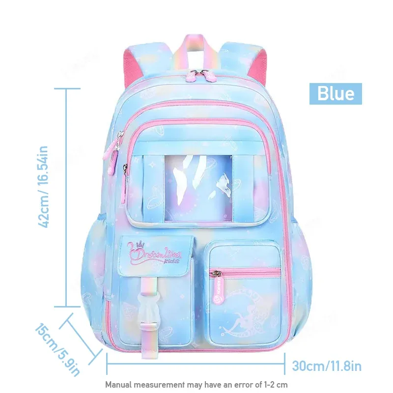 sac à dos à ouverture latérale pour enfants, sacs d'école à la mode pour filles, princesse rose, étanche, grande capacité pour étudiants
