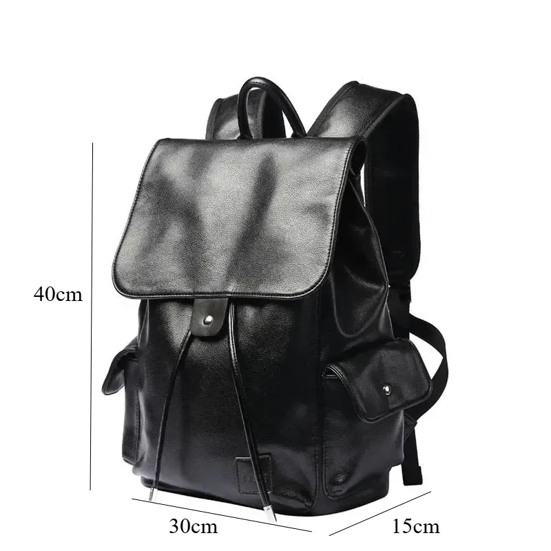 sac à dos de voyage à cordon de serrage pour hommes, sacs à dos en cuir pu de haute qualité, sac à dos au design tendance, cartable souple