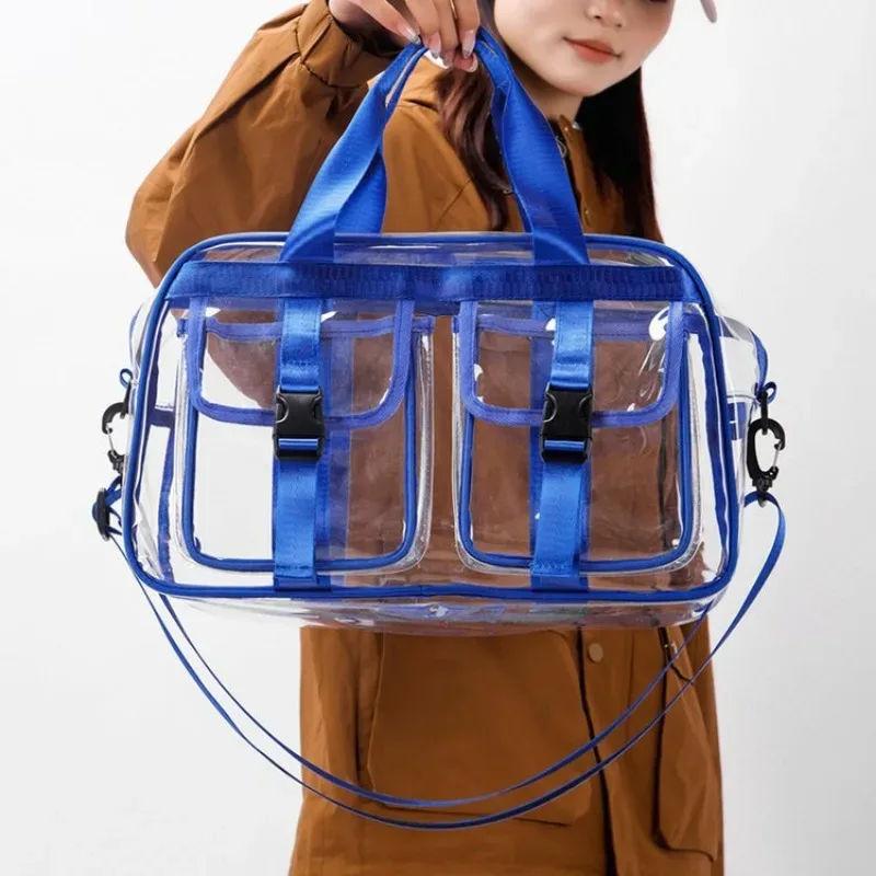 Sacs de voyage transparents en PVC, couleur unie, polyvalents, à la mode, nouvelle offre spéciale, fermeture éclair, Simple, grande capacité, sac à bandoulière décontracté, 2025
