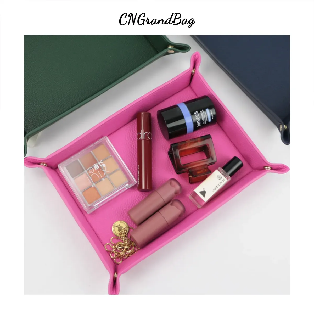 plateau carré pliable en cuir personnalisable avec nom, boîte de rangement de bureau, plateau à bijoux, organisateur pour dés, clés, portefeuilles et pièces de monnaie