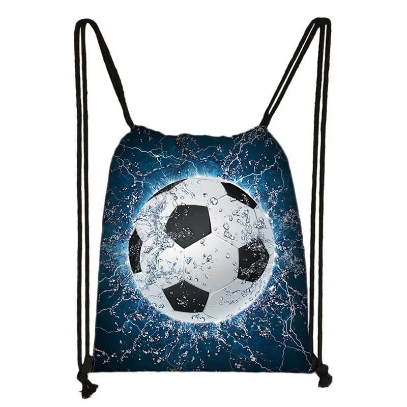 sac à dos en toile avec imprimé footbally et soccerly pour homme, sac de voyage avec cordon de serrage de proximité pour garçon adolescent, porte-chaussures, cadeau pour enfant