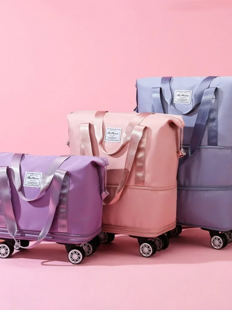 bagage extensible à roue universelle, sac de voyage léger de grande capacité avec rangement de séparation sèche et humide