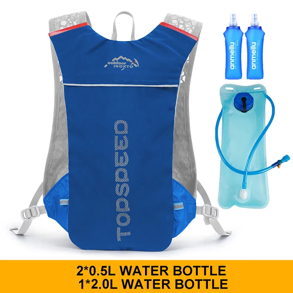 sac à dos ultraléger pour hommes, 5l, pour course en plein air, gilet d'hydratation, jogging, respirant, pour marathon, vélo, bouteille d'eau, 500ml