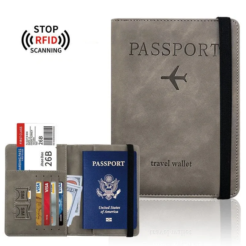Porte-passeport et visa pour hommes, accessoires de voyage, porte-cartes bloquant RFID, portefeuilles pour femmes, sacs et porte-monnaie pour passeport