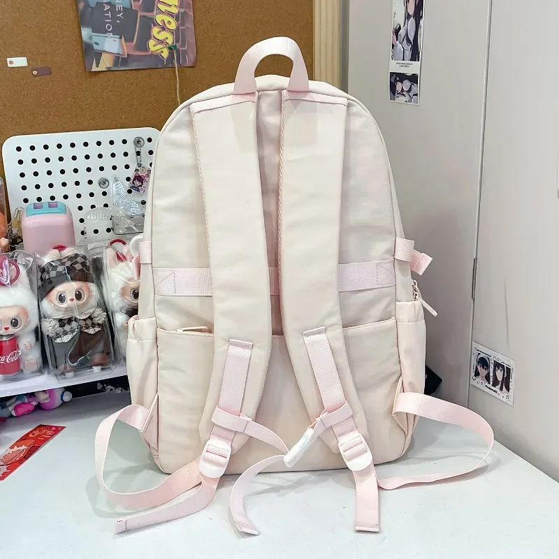 sac à dos brodé avec lettres, grande capacité, léger, respirant, cartable d'école pour étudiants, sac de voyage de loisirs, sac à dos pour fille, sac pour ordinateur portable