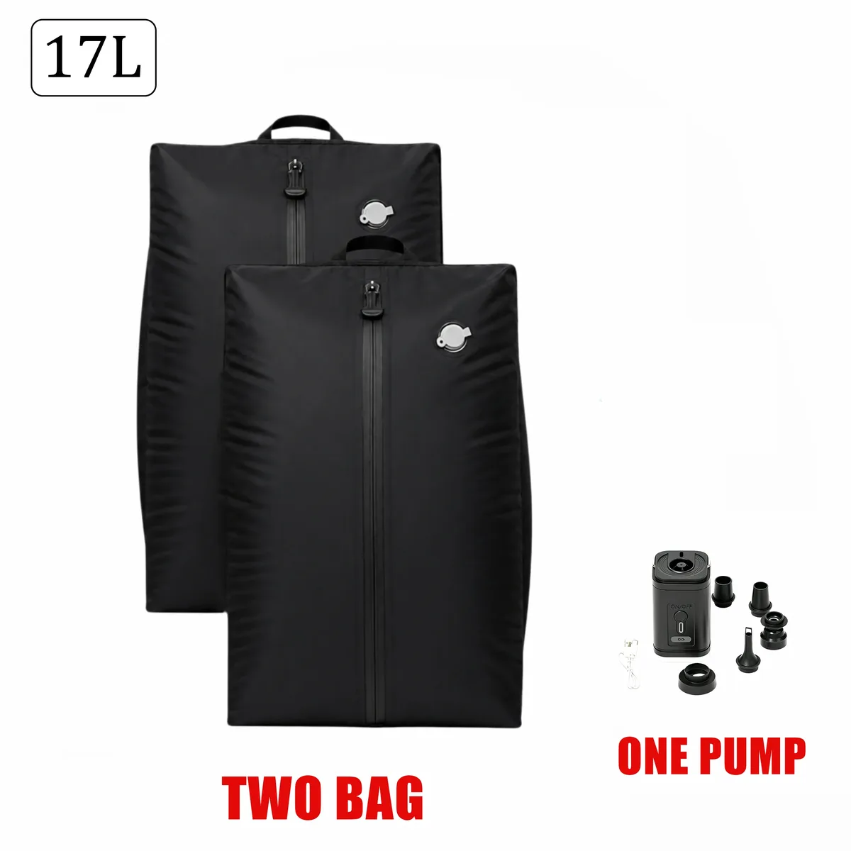 sacs de rangement étanches ip67 17l, cube de compression en polyester tpu pour vêtements, organisateur de valise avec fermeture éclair, réutilisables et antihumidité, pour linge de maison, avec pompe électrique incluse