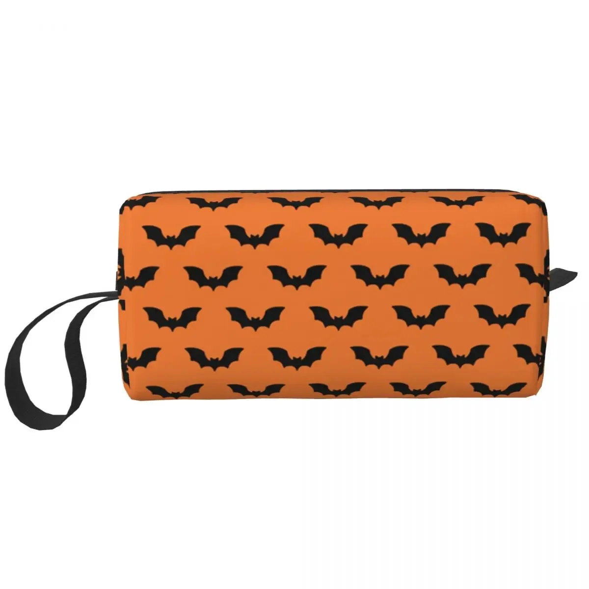 trousse de toilette personnalisée pour femme, chauves-souris enchantées en gris clair sur noir, trousse de maquillage de sorcière occulte gothique, trousse de rangement de beauté dopp
