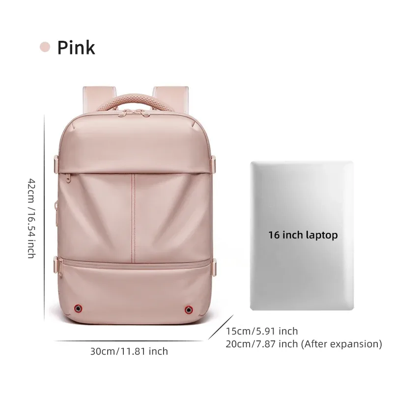 sac à dos de voyage pour femmes, sac à dos pour ordinateur portable de 16 pouces, compression sous vide, chargeur usb, sac à dos d'école, sac à dos de randonnée étendu, sac à dos d'affaires