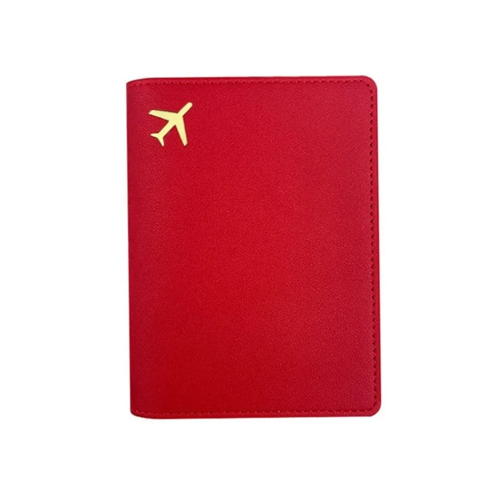 porte-passeport en cuir pu, housse de protection légère et étanche pour passeport, rangement portable, portefeuille pour cartes de crédit de couleur unie