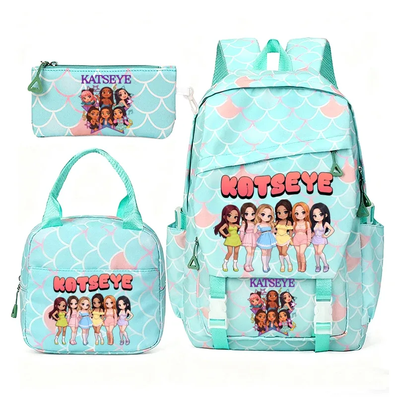 katseye musique sacs à dos pour filles garçons 3 pièces voyage haute capacité étudiants sacs d'école couleur fraîche ordinateur portable mochilas yk2
