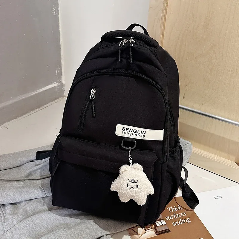 sac à dos chimred pour femme, grande capacité, sac d'école léger, voyage décontracté, sac piedmont avec pendentif mignon