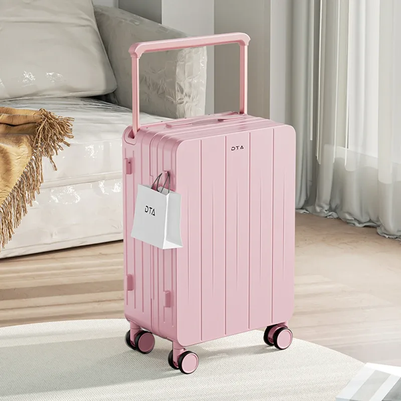 bagage femme 20 "petit boîtier de chariot nouvelle valise haute apparence niveau voyage 24 étui en cuir rose clair