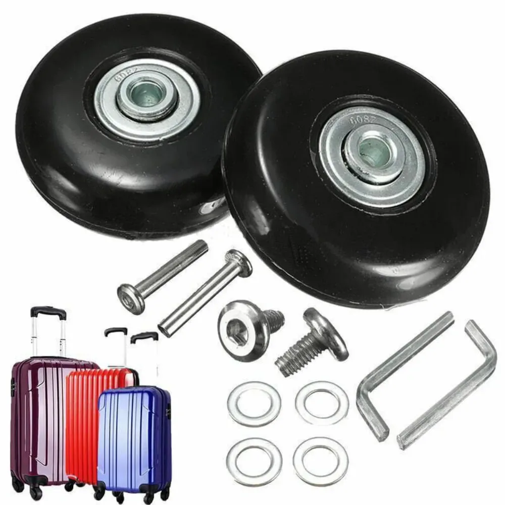 roues de remplacement avec vis pour valise de voyage, kit de réparation d'essieux 40/45/50/60mm, 2 pièces