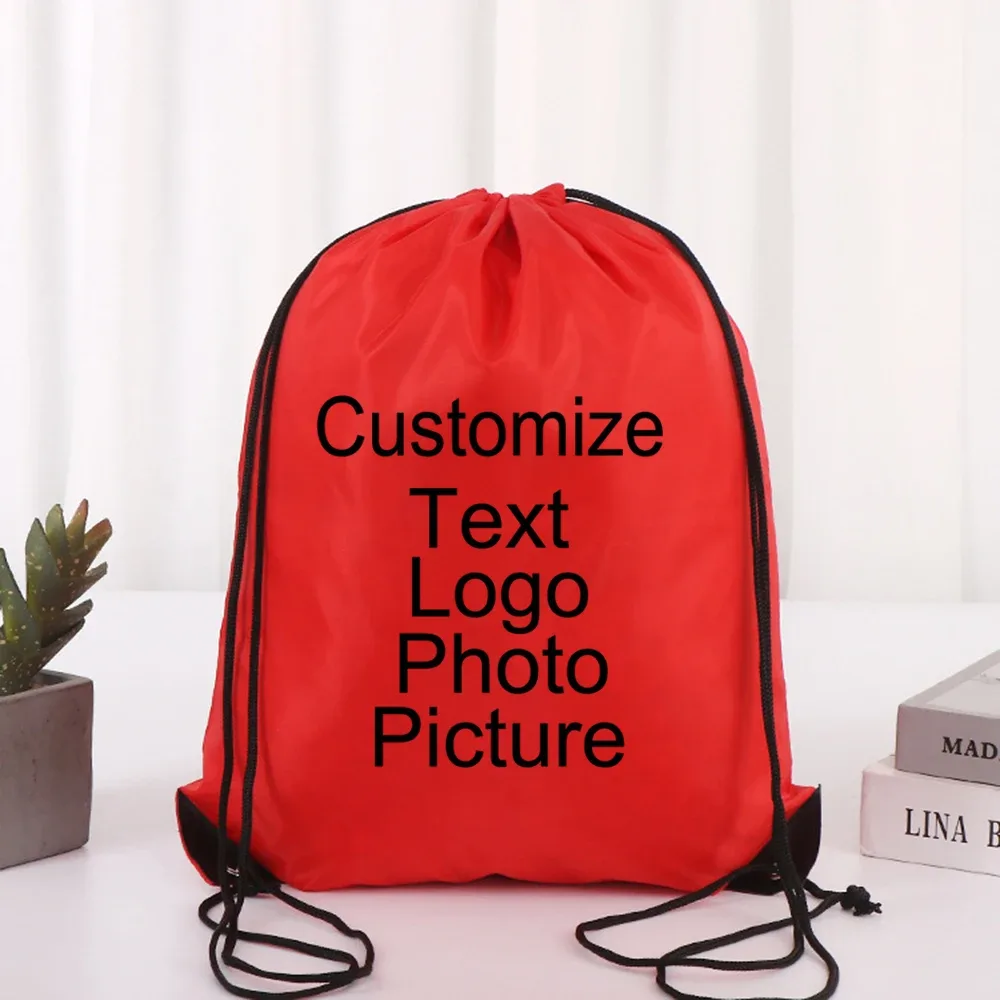 sac à dos de cyclisme avec logo/texte/nom personnalisé, sac à chaussures à cordon de serrage pour vêtements, ceinture étanche, sac de sport portable en nylon