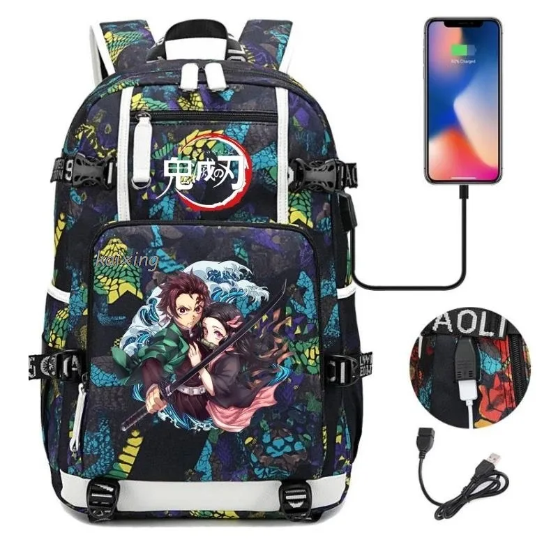 sac à dos hot kamado nezuko demon slayer camouflage, grande capacité, pour adolescents, sacs d'école pour ordinateur portable, léger, pour voyage en plein air, randonnée