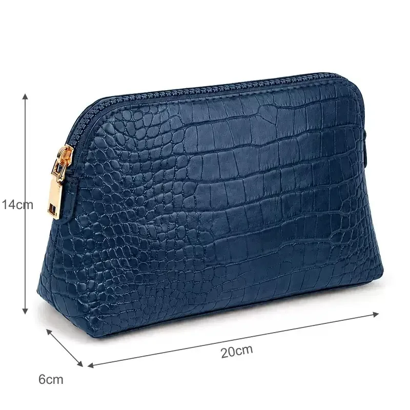 sac de rangement de cosmétiques en cuir pu avec lettres personnalisées, sac de maquillage de couleur unie d'atmosphère simple classique, sac de lavage avancé à fermeture éclair