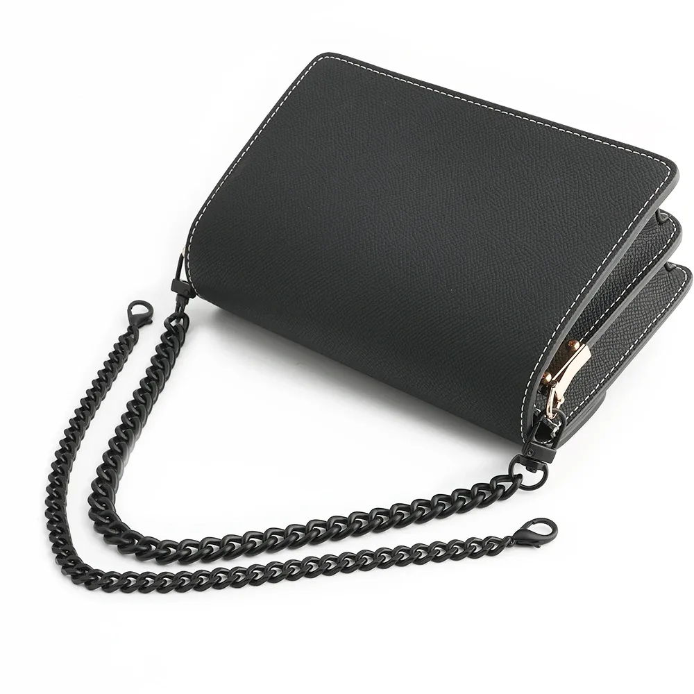 30/60/100/120cm noir mat placage fer plat 12mm léger chaîne sangle pour remplacement sac à main sac à bandoulière sac à main sangles