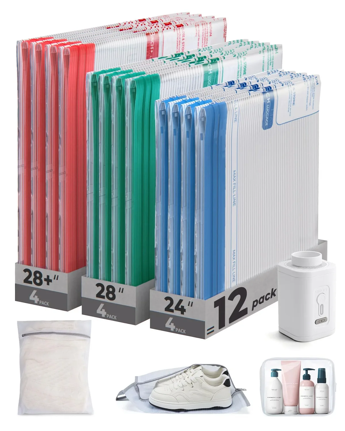 sacs sous vide bagsmart pour le voyage avec pompe à air rechargeable, sacs de compression portables pour économiser de l'espace, sacs sous vide pour vêtements