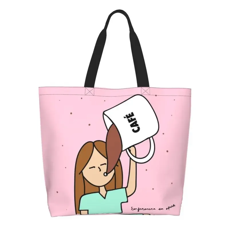 dessin animé médecin infirmière enfermera en apuros sacs d'épicerie grande capacité esthétique merch pour femme rue sac à bandoulière