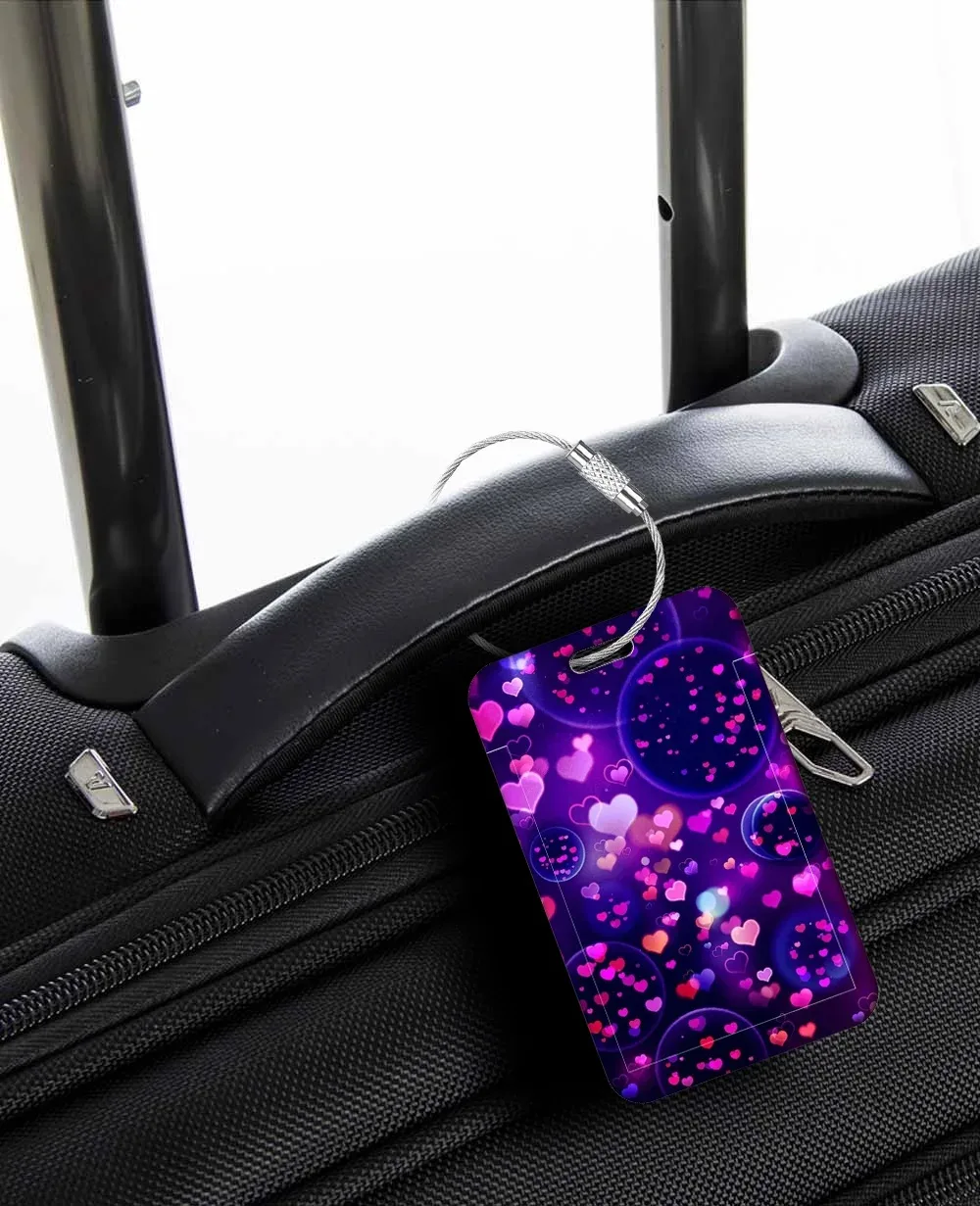 étiquettes de bagage colorées avec dessins de cœurs, porte-adresses et noms pour valises, accessoires de voyage