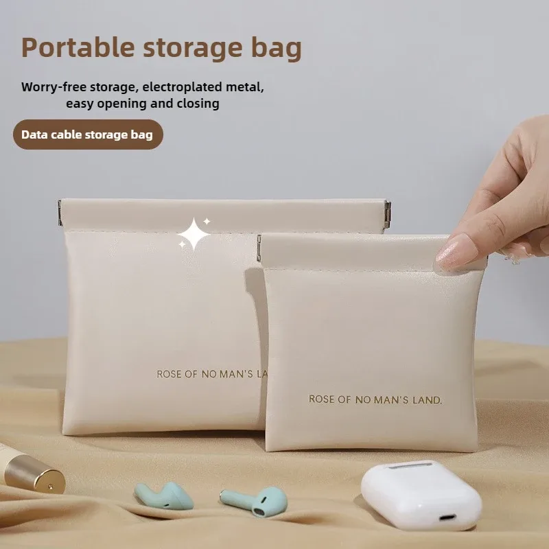 2026 Mini sac de rangement en PU pour écouteurs, sac à monnaie couleur bonbon, porte-monnaie, sac de rangement et organiseur de cosmétiques portable