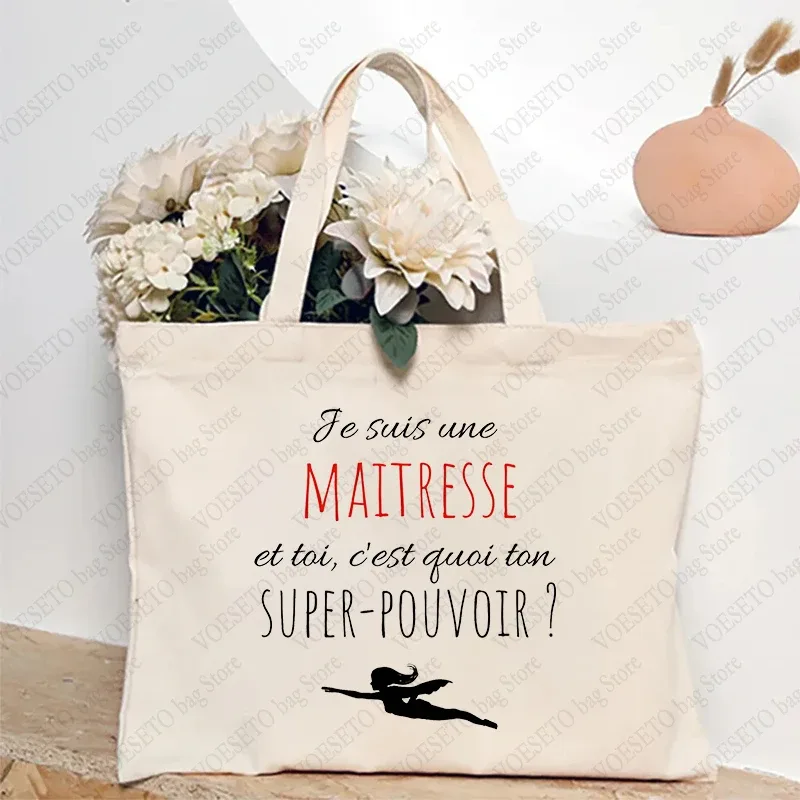 sac fourre-tout à thème enseignant, sac à bandoulière d'école inspiré avec motif de style français, sac à main à motif éducatif cadeau maitresse d'école