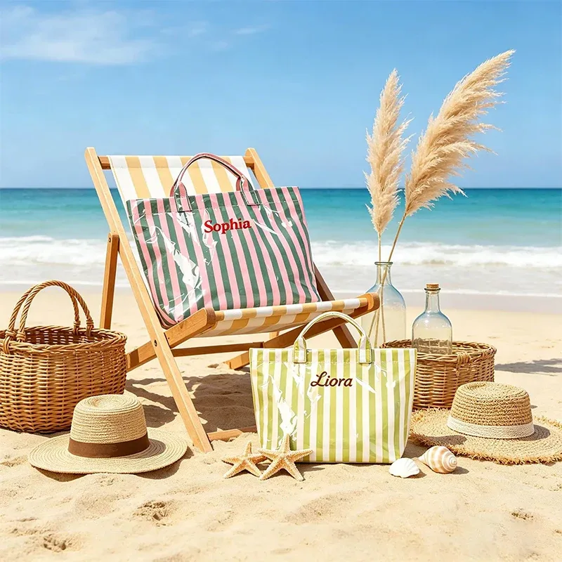sac fourre-tout rayé personnalisé 1 pièce, sac de plage sur mesure, sac de voyage étanche, cadeau pour demoiselle d'honneur, cadeaux pour enterrements de vie de jeune fille, cadeau de mariage