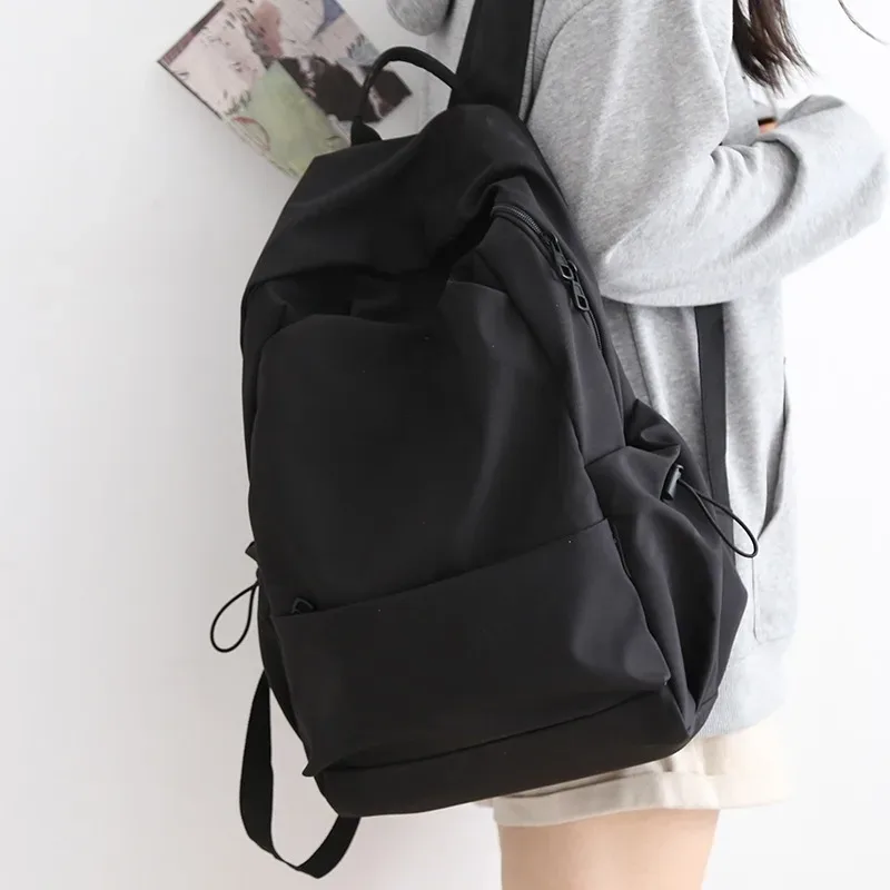 sac à bandoulière imperméable de grande capacité, couleur unie, en nylon, cent avec cartable pour étudiantes, sacs à dos de voyage