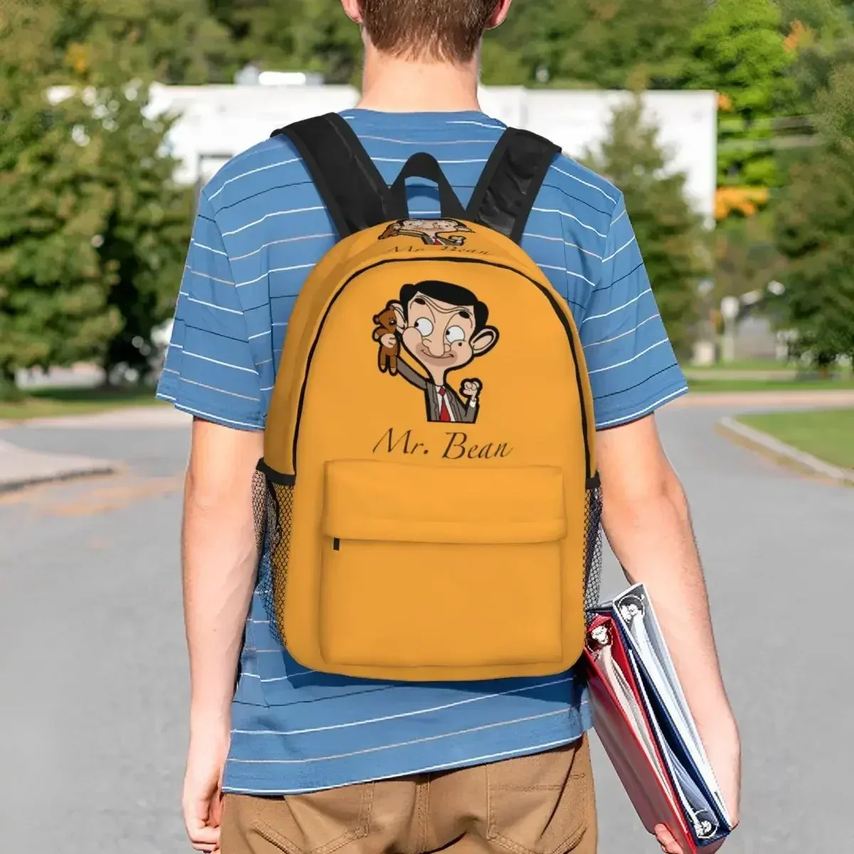 sac à dos de dessin animé mr. bean pour étudiants, garçons et filles, sac d'école pour enfants, sacs à bandoulière pour ordinateur pour hommes et femmes