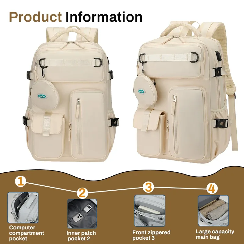 sac à dos de voyage professionnel durable, sac à dos pour lycéen, sac pour ordinateur multifonctionnel de grande capacité, sac à dos de voyage en tissu oxford