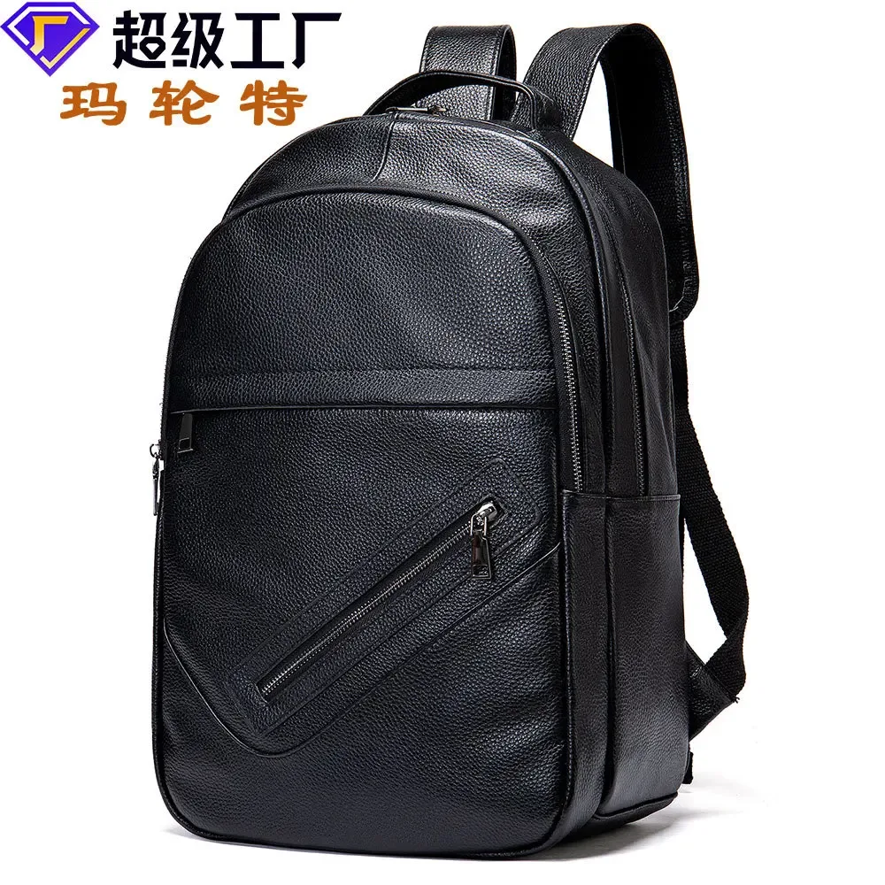 sac à dos décontracté en cuir de vachette pour homme, grande capacité, véritable, extérieur, moto, nouveau