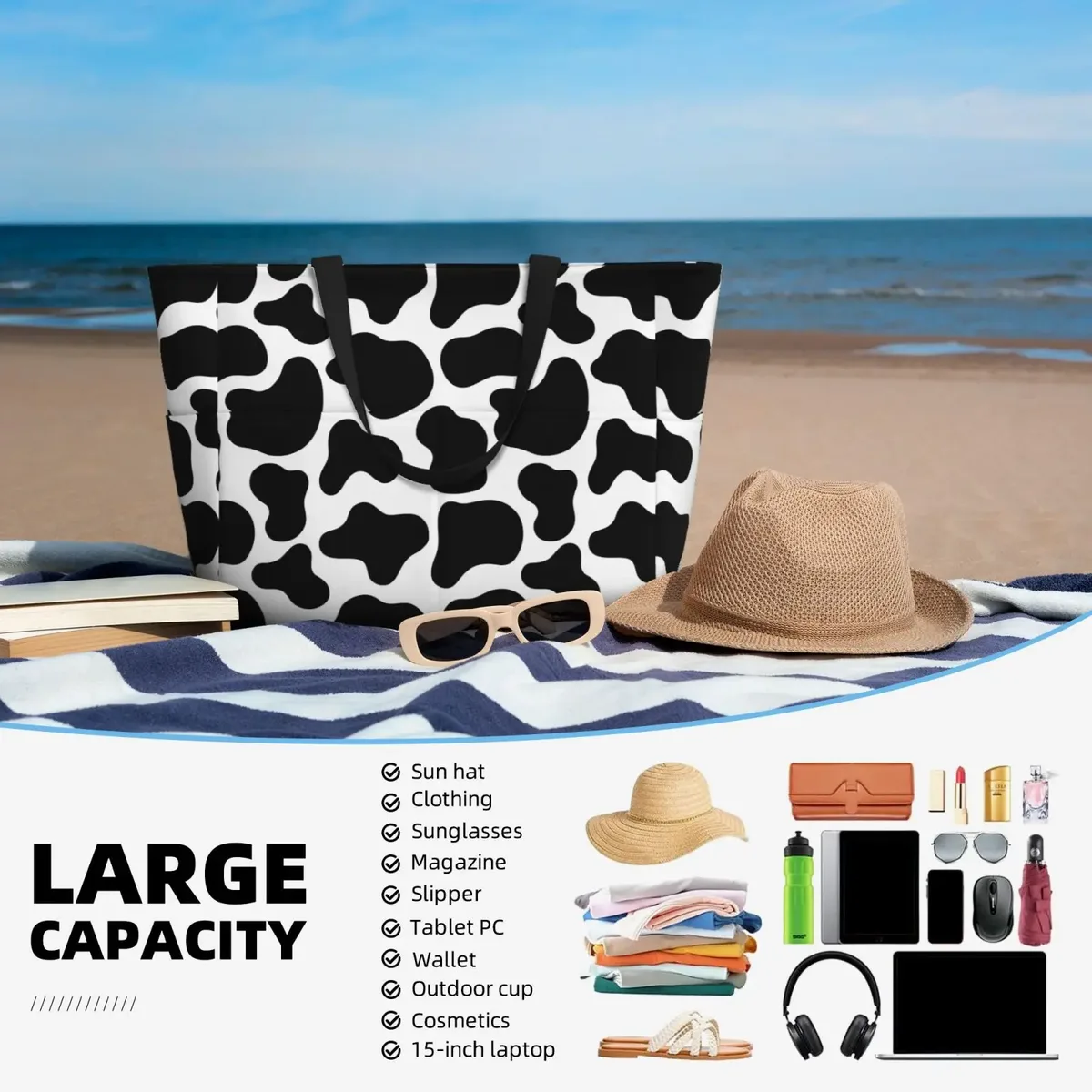 sac fourre-tout de plage personnalisé avec votre image, sac de voyage avec nom, motif multi-style, conception personnalisée, cadeaux initiés, chimshopping