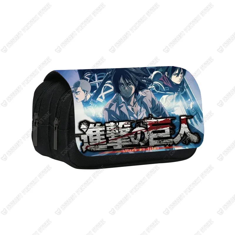 trousse à cosmétiques shingeki no kyojin, sac à stylos, levi eren, boîte à crayons, porte-brosse, étuis scolaires, anime attack on titan