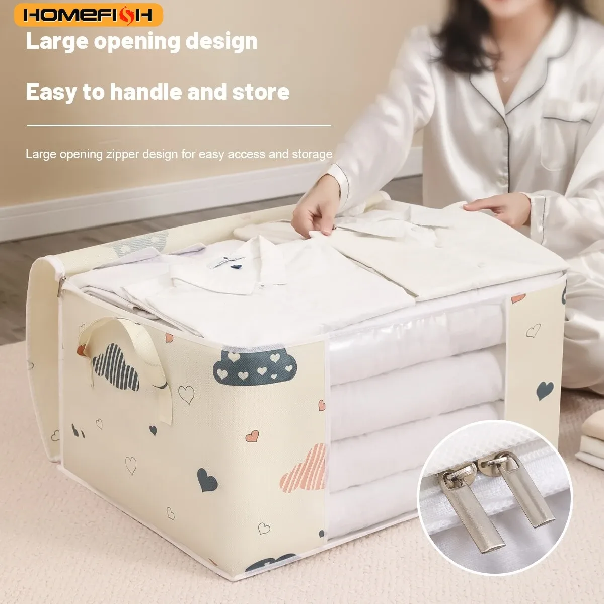 sac de rangement pour couettes homefish, multifonctionnel, anti-poussière, anti-humidité, grande capacité, sac de rangement pour vêtements, organisation pour déménagement