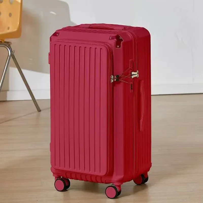 valise à ouverture latérale avec porte-gobelet usb, valise épaisse et durable, grande capacité, valises de voyage 36 pouces, 20/26/30/32 pouces