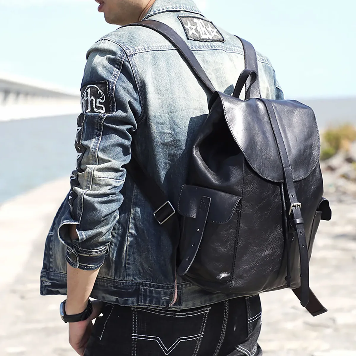 sac à dos décontracté en cuir véritable pour hommes, sacoche pour ordinateur portable, sac de voyage en cuir de vache de première qualité, style preppy à la mode