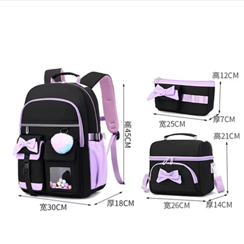 ensemble de 3 sacs à dos pour écolières, sac à déjeuner, trousse à crayons, sacs d'école pour filles adolescentes, sacs de voyage pour livres
