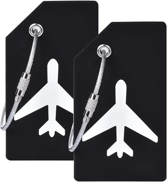 étiquette de bagage en silicone pour valises avec boucle en acier inoxydable, approuvée par tsa, étiquettes de sac essentielles de voyage pour protection de la vie privée