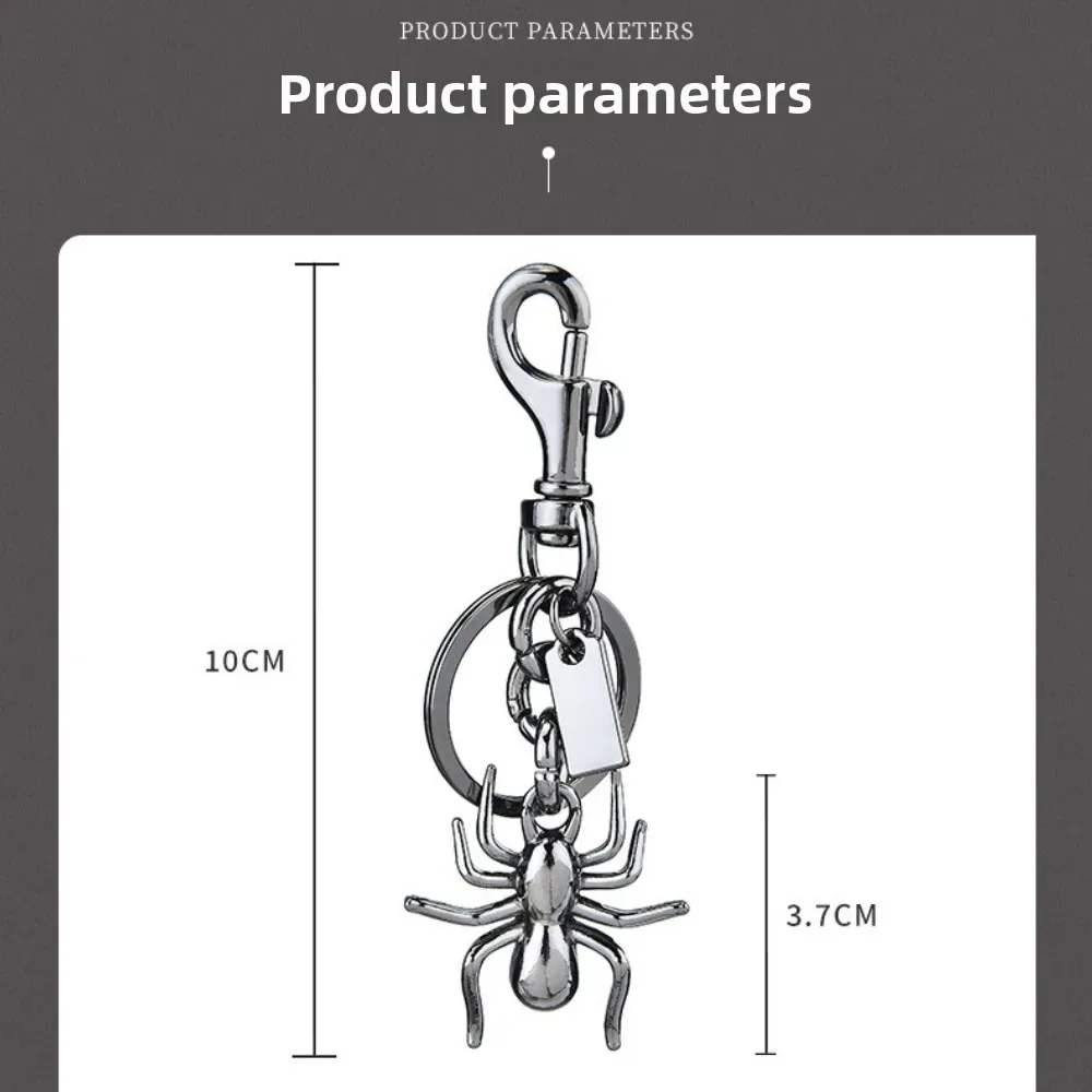 porte-clés araignée gothique heavy metal, breloques punk pour sac à dos avec étiquette vierge, crochets sécurisés anti-perte, accessoires pour motards, halloween