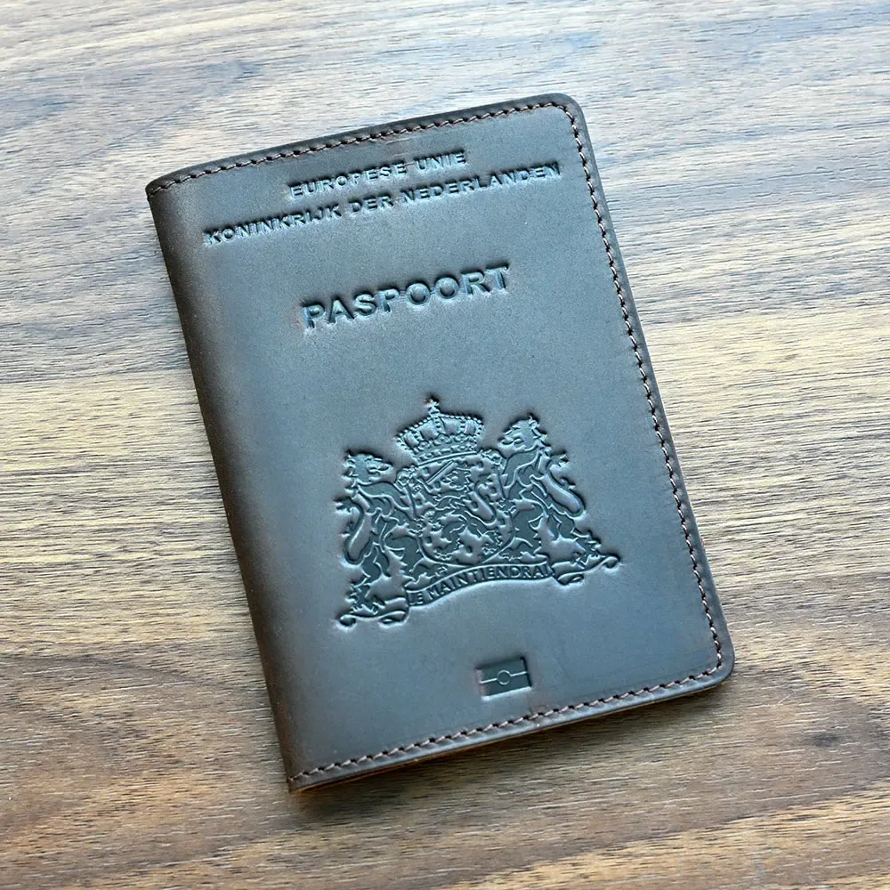couverture de passeport en cuir pour hommes, porte-passeport de voyage d'affaires, pays-bas