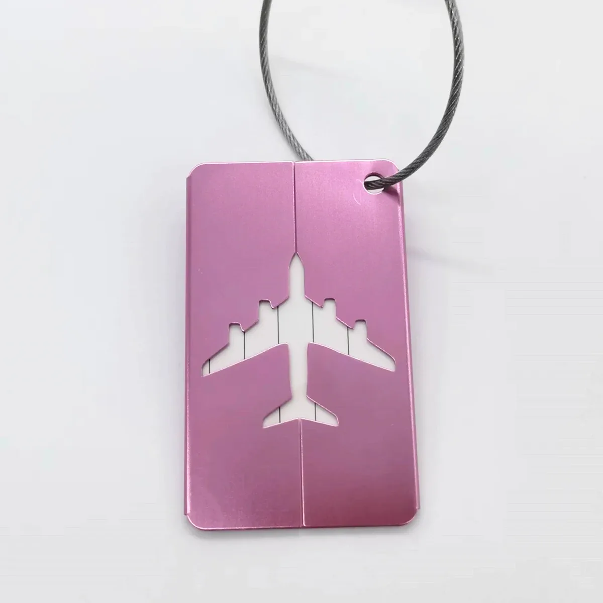 étiquette de bagage de voyage en alliage d'aluminium, étiquette suspendue pour valise, avion avec nom, cartes d'identité, anti-perte, couleur unie, accessoires de voyage