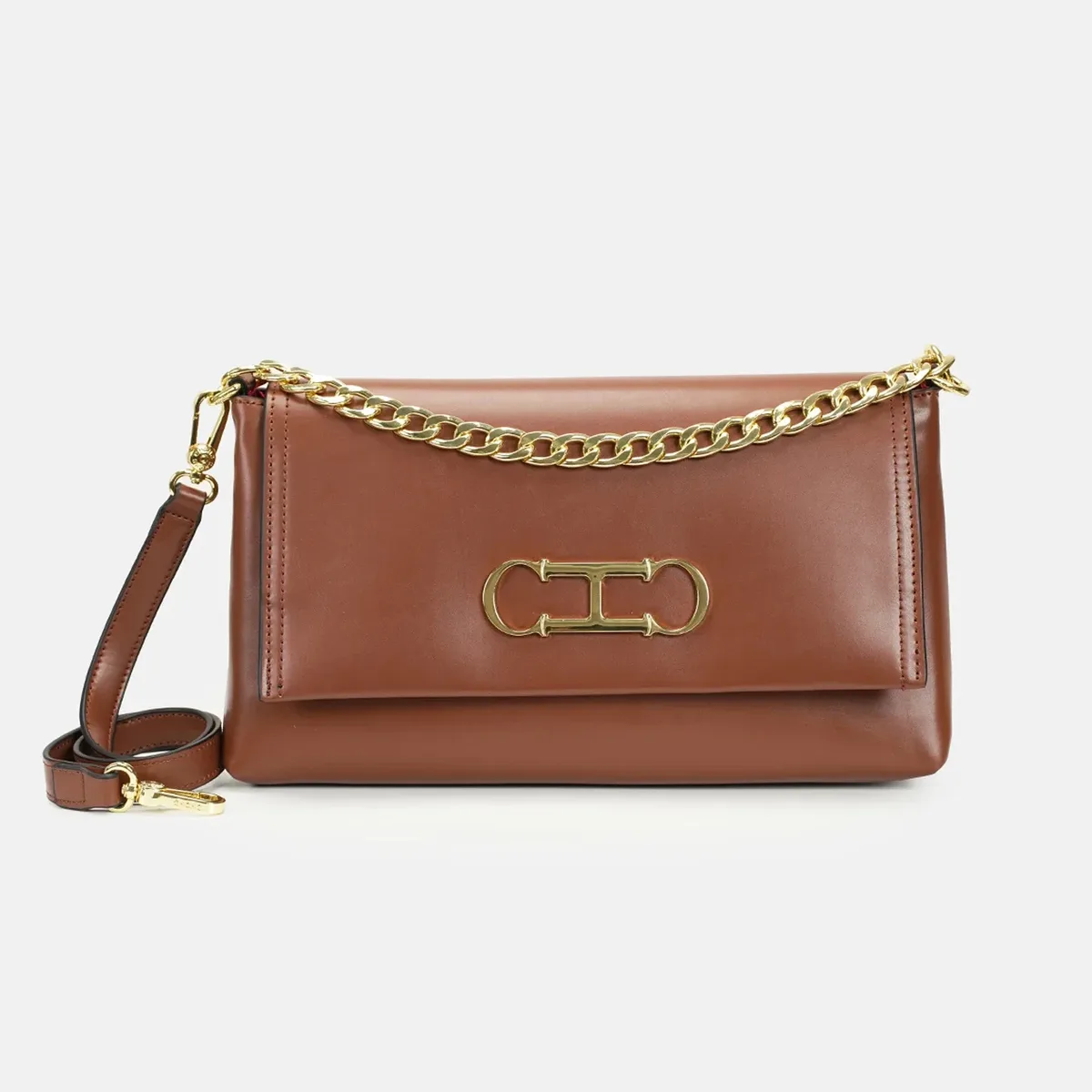 sac à bandoulière en cuir ch avec chaîne, logo et accessoires métalliques, pochette bandoulière pour événements quotidiens et soirées, sac à main tendance