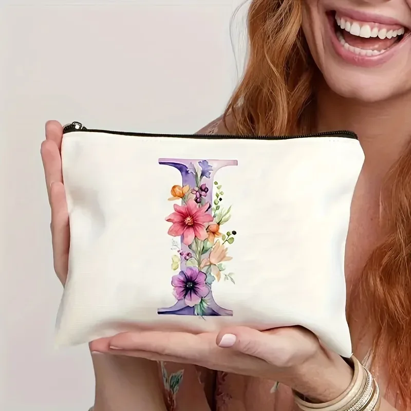 trousse de maquillage pour femme a-z lettre motif créatif sacs de maquillage sac de rangement sacs à fermeture éclair pochette de maquillage