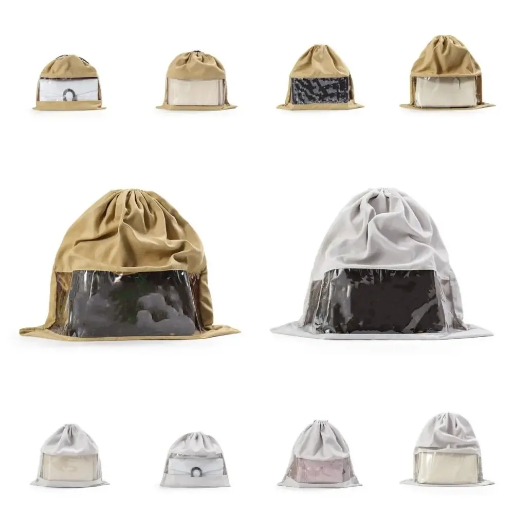 Sac à cosmétiques en tissu avec cordon de serrage, sac de rangement anti-poussière, pochette de rangement anti-poussière grande capacité