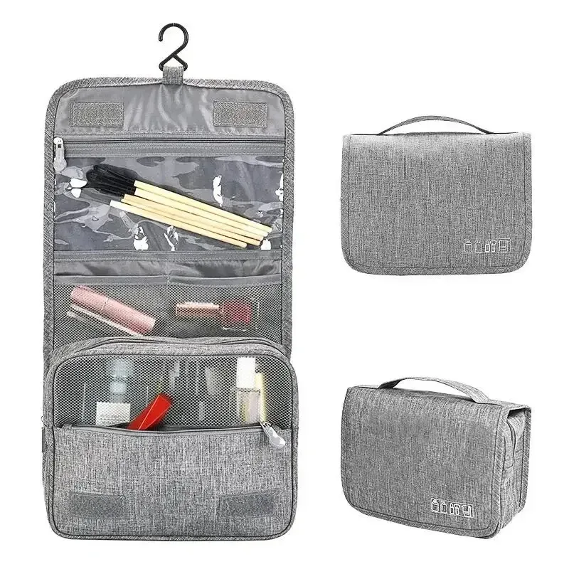 trousse de toilette de voyage imperméable en oxford, organisateur portable suspendu pour cosmétiques et articles de toilette pour hommes et femmes