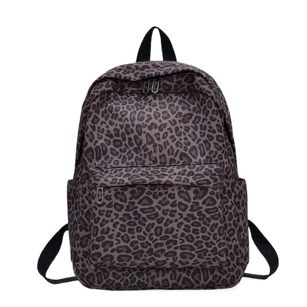 sac à dos pour ordinateur portable en nylon imprimé léopard, sac à dos rétro, sac d'école pour étudiants, sac à dos durable avec sangles fixes, grande capacité, pour usage quotidien