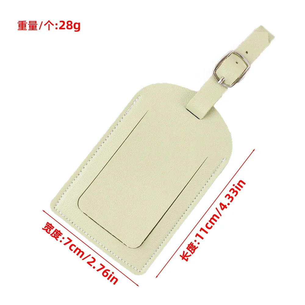étiquette de bagage en cuir vert clair, ajustable, anti-perte, carte d'identification pour bagages, accessoire essentiel pour les voyages et les déplacements professionnels