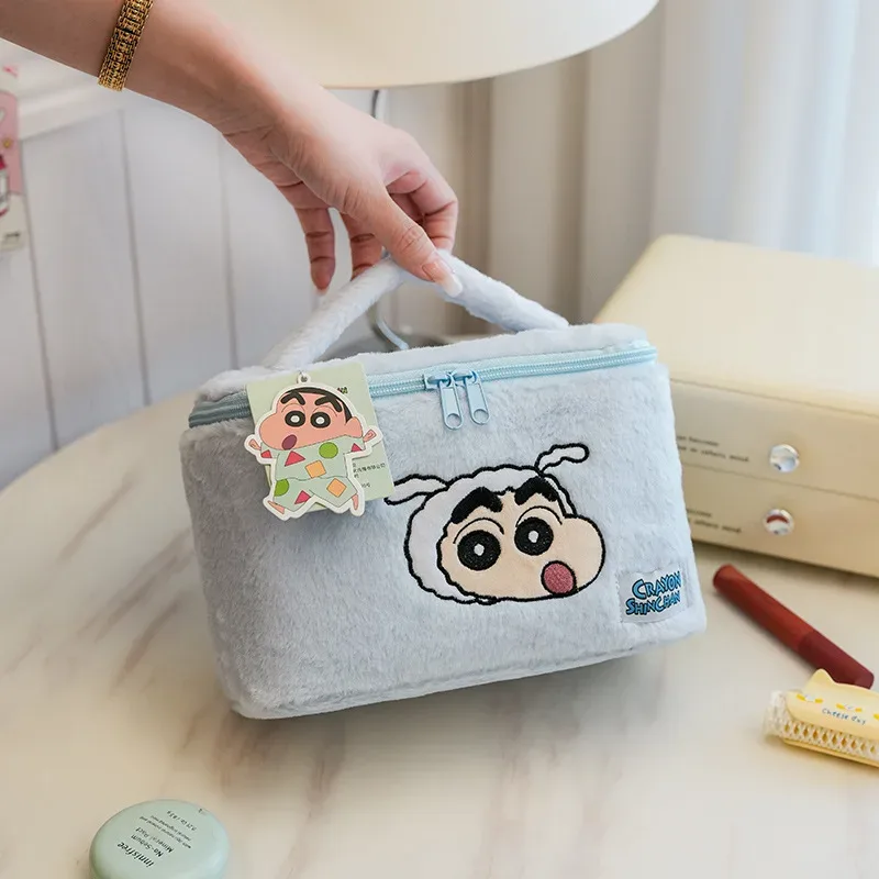 crayon shin-chan sacs à cosmétiques en peluche dessin animé mignon trousse de maquillage haute capacité sac de rangement de voyage kawaii pochette de maquillage sacs à main